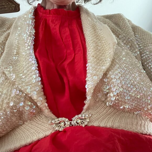 Handmade vintage sequin sweater set, shrug and shell - Picture 6 of 10